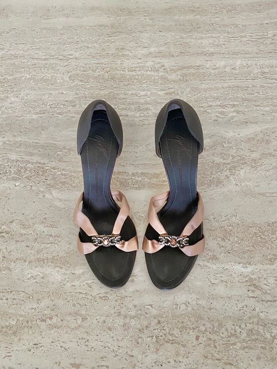 Giuseppe Zanotti Shoes - Vintage Giuseppe Zanotti Satin Crystal D’orsay Sandal Heels